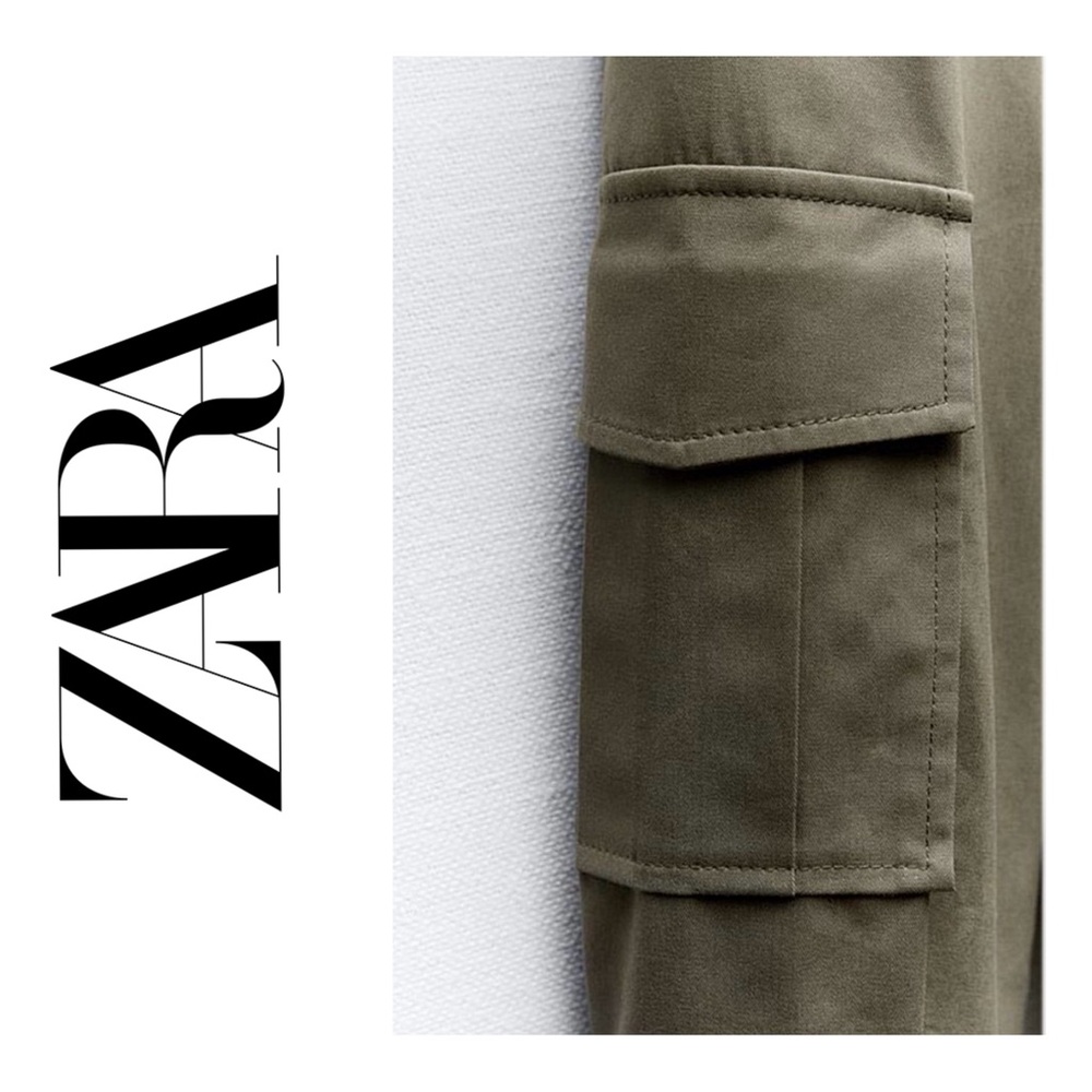 NWT ZARA Gabardine Shirt Dress - Picture 6 of 16
